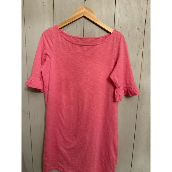 Lilly Pulitzer Somerset T-Shirt M Dress Ruffle Sleeves Passion Pink - Picture 4 of 8